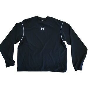 Under Armour Armour Windbreaker Mens L Black White Vented Baseball Pullover